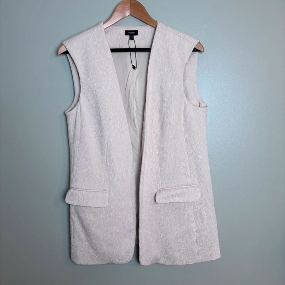 Women’s Express Sleeveless Textured Blazer Vest Teacher Chic Modern Layers Sz S